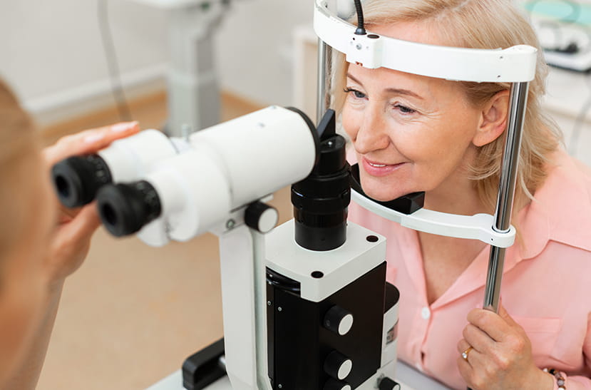 Patient at eye examination