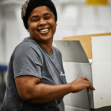 Happy associate at our distribution center