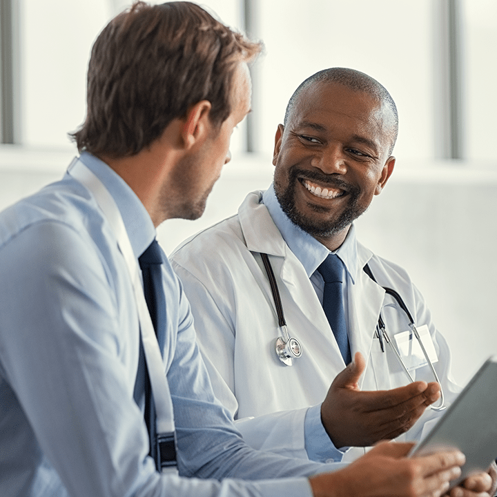 Man in discussion with a doctor